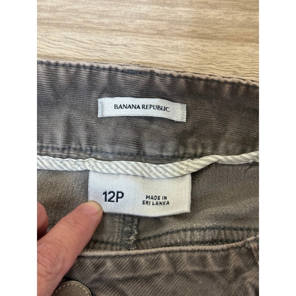 Banana Republic Women Corduroy Pants 12 Petite Grey Straight Leg Dark Academia - Picture 5 of 11